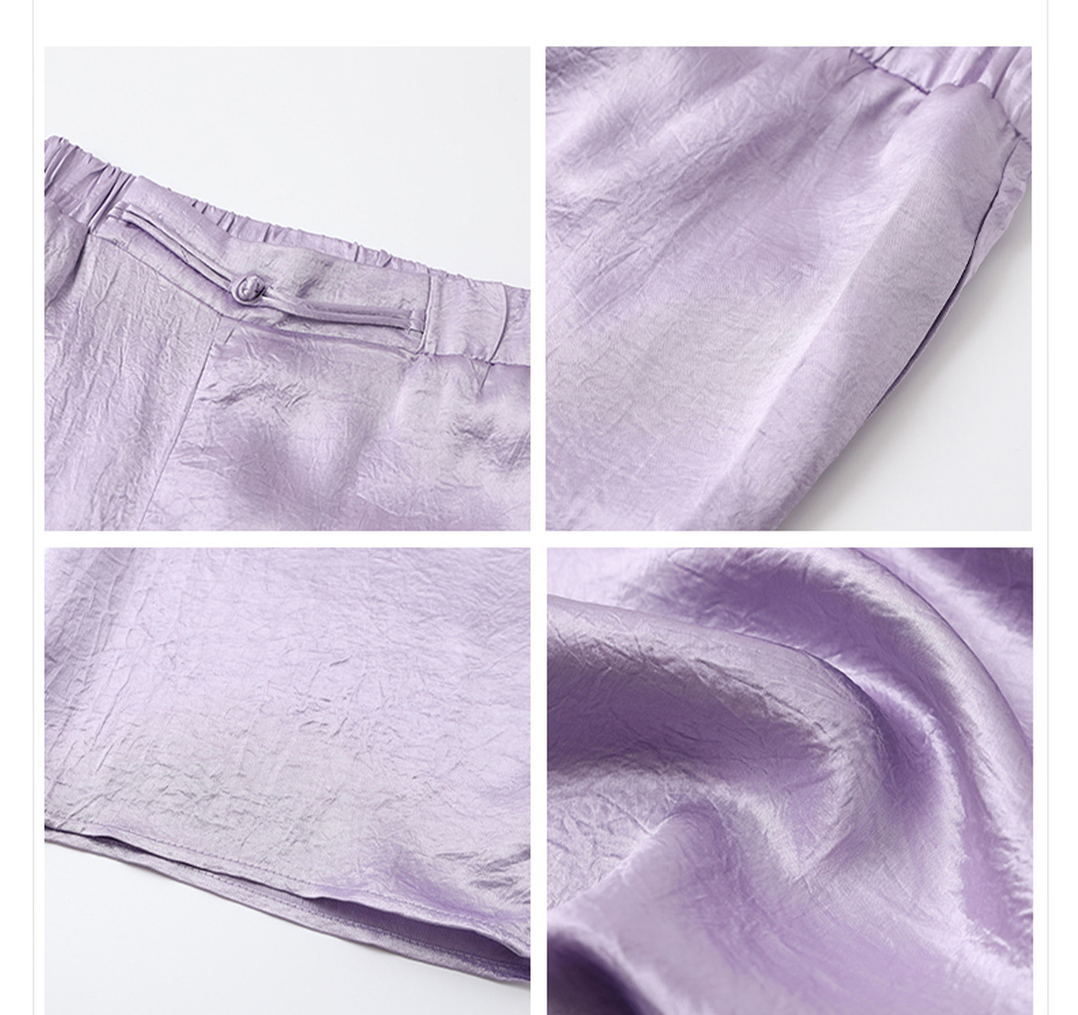 Quần dài nữ ống thẳng cạp cao chất liệu acetate phối polyester mỏng nhẹ — Màu vàng