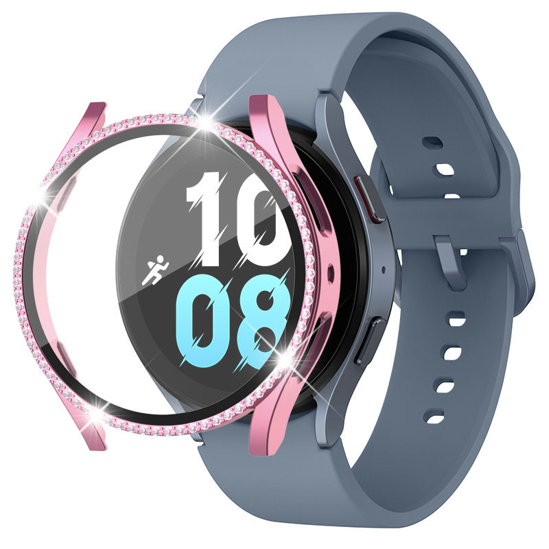 For Samsung Watch Diamond-encrusted One-piece Case Galaxy Watch7/FE/6/5/4 Protective Cover Full-cover Tempered Film