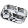 304 Stainless Steel Dinner Plate Square Student Kidsren's Anti-Fall Tableware Kindergarten Divided Rice Plate Canteen Four-Compartment Dish Plate