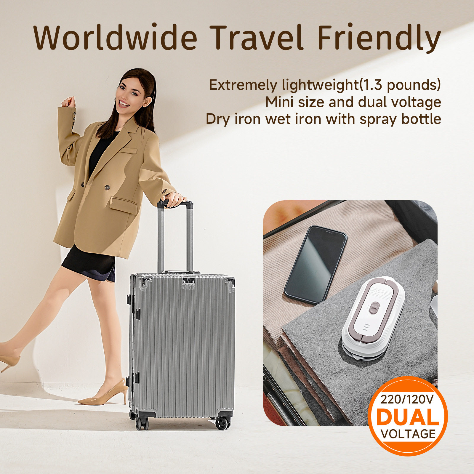 Mini Portable Travel Garment Steamer Electric Iron Household Handheld Small Ironing Machine Dual Voltage Steam Dormitory Ironing Machine