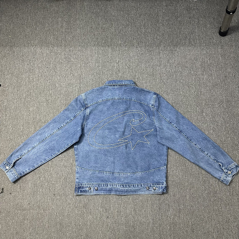 Cross-border Corteiz Alcatraz jeans star embroidered jacket high street retro distressed shorts shorts trend