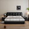 Italian Minimalist Leather Bed Master Bedroom Modern Simple 1.5 Small Apartment Wedding Bed Black Soft Storage Bed Double