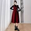 Maternity Autumn and Winter Dress 2023 New Velvet Thickeneded Suit Fashionable Autumn and Winter Vest Dress