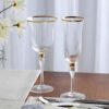 Creative Dense Pattern Gold-Rimmed Bead Red Wine Glass Household Crystal Glass Vertical Stripes Amazon Goblet Champagne Glass
