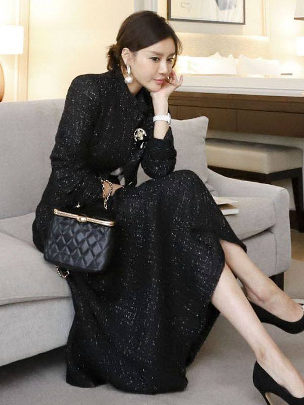 Yujie fan new two-piece Korean style socialite temperament woolen short coat + waist-tight large swing dress Hepburn suit