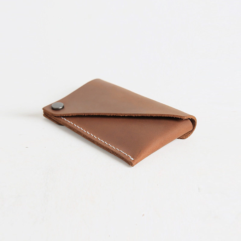 Men's Personalized First-Layer Cowhide Card Bag, Simple Genuine Leather Card Holder, Retro Bank Card Bag, Two-In-One Storage Bag