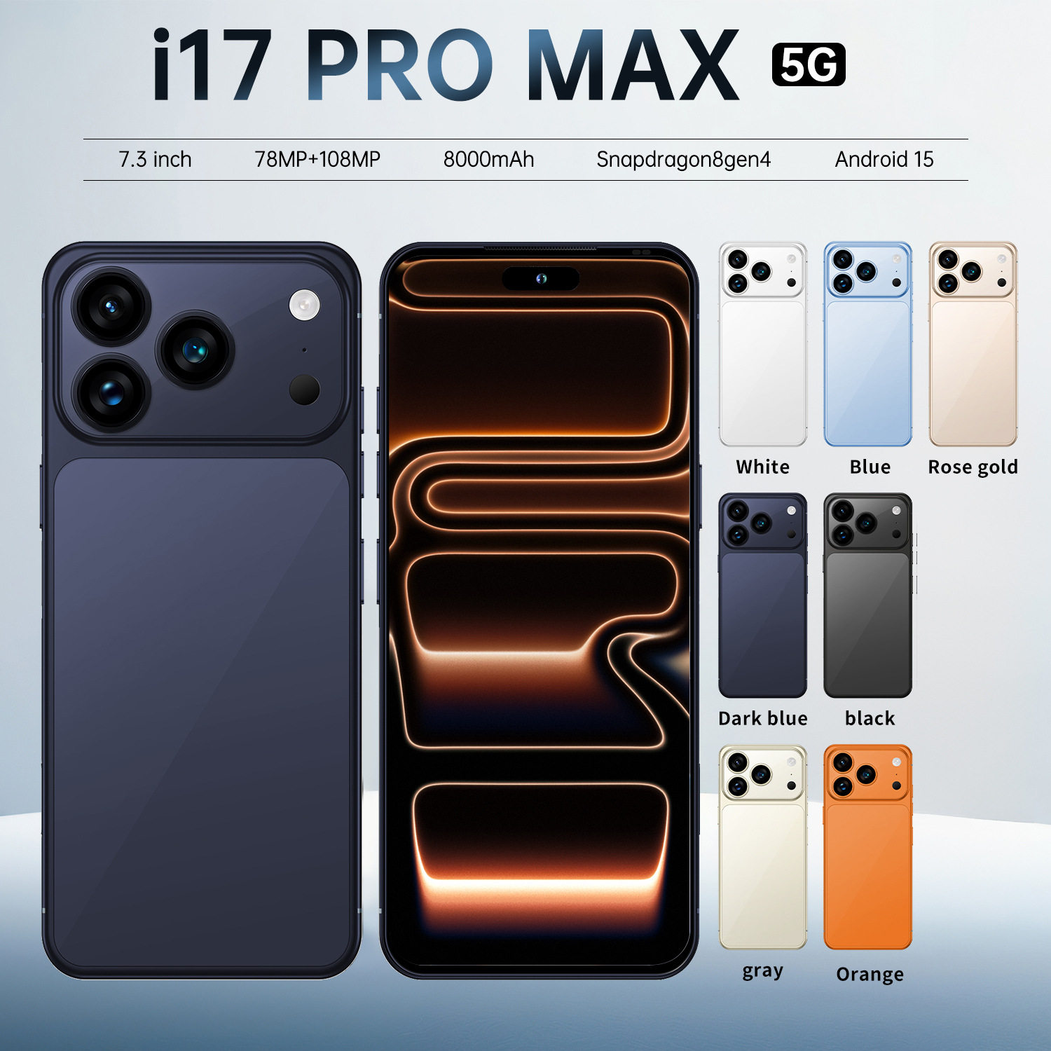I17promax跨境7.3英寸高清屏安卓2+16G全球通智能手机4核低价现货