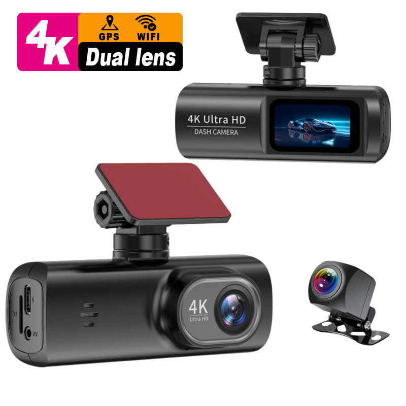 Cross-Border Best-Selling 4K High-Definition Night Vision Driving Recorder, Front and Rear Dual Recording Car Dvr Wifi Interconnection Gps Track