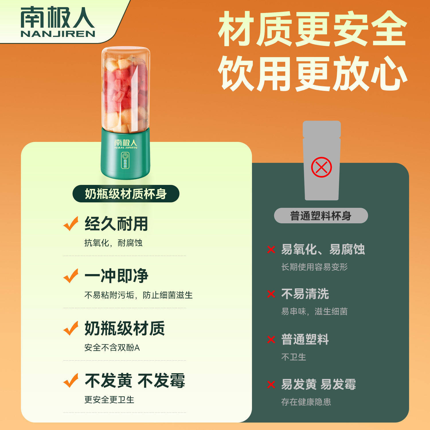 Juicer Household Small Portable Fruit and Vegetable Juice Fryer Mini Glass Hand-Cranked Juice Cup Cross-Border