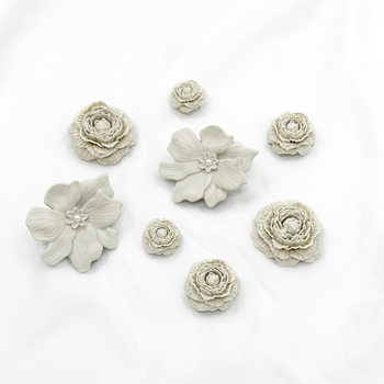Puff Bouquet Clog Shoe Accessories Trendy Cross Shoe Flower Ornament Accessories Bone White Three-Dimensional Shoe Buckle