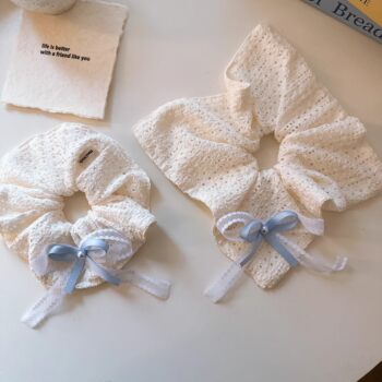 Korean New Style Lace Bow Square Scarf Hair Tie High-End Hair Tie Sweet Elegant Ball Hair Accessories
