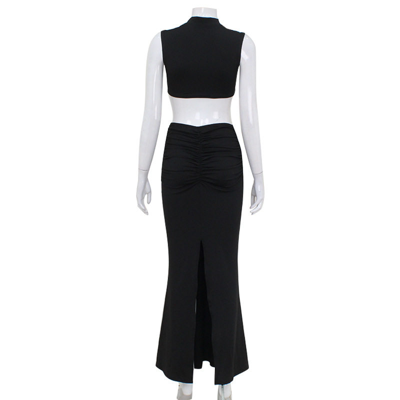 Sleeveless High Neck Dress Solid Color Hollow Out Backless Elegant Design Evening Wear Red Carpet Wholesale