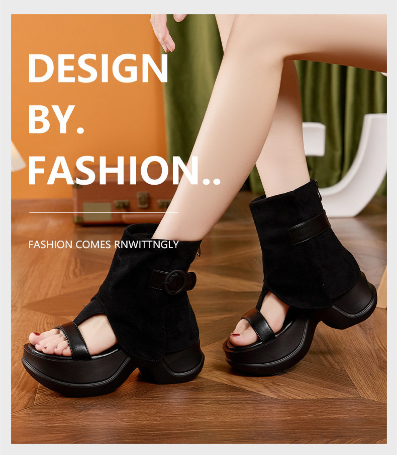 Dép sandal nữ quai chữ V đơn giản mùa hè thoáng khí — Rượu vang đỏ, Đen, Màu caramel chi tiết 13