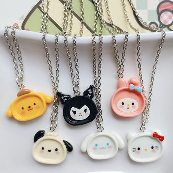 Cute Cartoon Animal Dinner Plate Pendant Sanrio Necklace Chain Clavicle Chain Girlfriend Girls' Heart Jewelry Gift