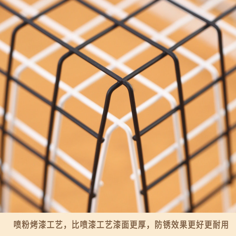 Casual Iron Storage Basket Sundry Wooden Handle Storage Basket Living Room Snack Desktop Storage Rack Storage Wire Baske