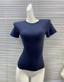 Navy blue round neck cotton short-sleeved t-shirt [cotton] high quality