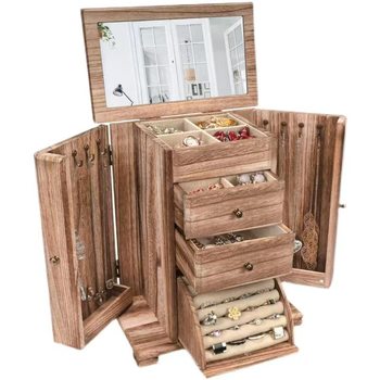Wooden Jewelry Box Advanced Sense Multi-layer Large Capacity Necklace Earrings Gold Jewelry Storage Box Jewelry Display Box