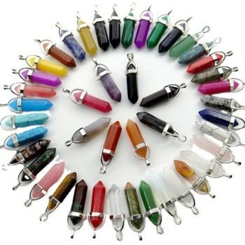 Cross-border hot sale natural crystal stone pendant agate hexagonal pillar bullet European and American necklace Amazon ebay