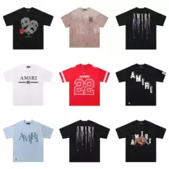 High-Quality Cross-Border Am Peace Dove Flow Paint Graffiti Letters Starry Sky Classic Logo Printed Short-Sleeved Couple T-Shirt Iri