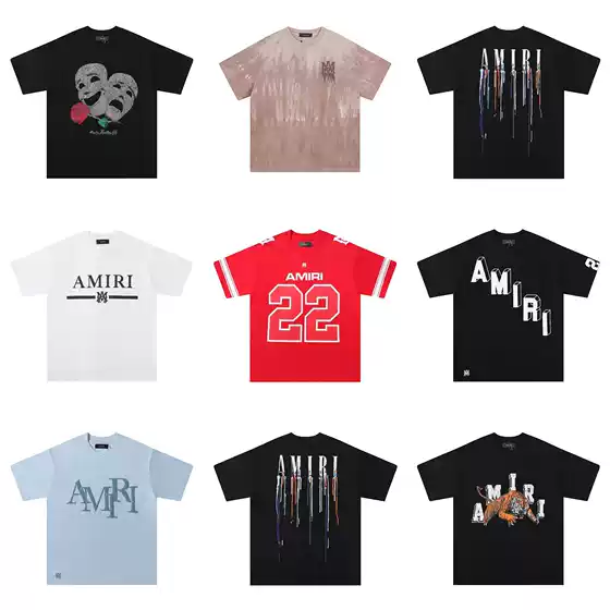 High-Quality Cross-Border Am Peace Dove Flow Paint Graffiti Letters Starry Sky Classic Logo Printed Short-Sleeved Couple T-Shirt Iri