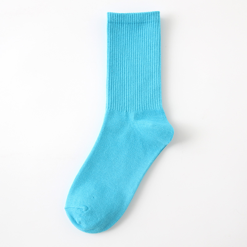 女士秋冬纯色袜糖果色中筒袜ins风彩色堆堆袜棉质街头运动袜