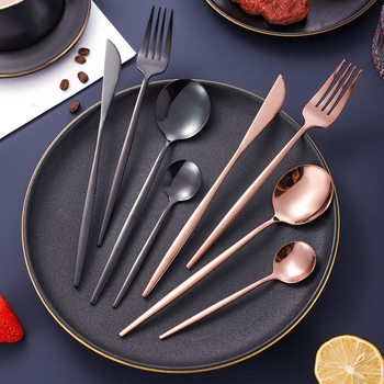 Amazon Stainless Steel Portuguese Tableware Knife, Fork and Spoon Four-piece Hotel Western Tableware Cross-border Steak Knife and Fork Set