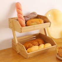Eurostyle Nangbamboo Desktop Water Fruit basket Vegetable Bread Basket Double shelf Jane about zero eclipse Inclusions Containing basket Racks