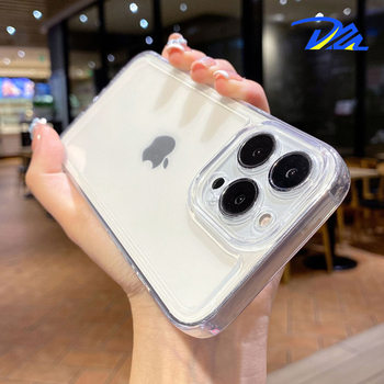 Suitable for Apple 14 Pro Transparent Phone Case, iPhone 16E Full Coverage 15 Straight Edge Protective Case, Space Case, Anti-Fingerprint