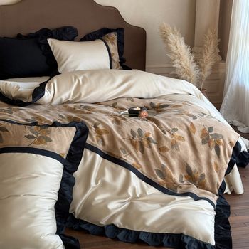 Travel to Fenglin ︰ French retro cotton long staple cotton four-piece cotton printed high-end lace 100 beds