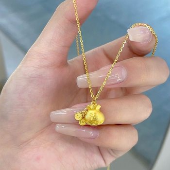 New Small Lucky Bag Necklace with High Appearance, High-End Feel, Versatile, Fashionable, Personalized, Exquisite and Versatile Necklace, Clavicle Chain
