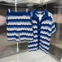 Fashion European Goods Ca Casa Short-Sleeve Shirt Knitwear in Stock Cross-Border European and American Fashion Set in Stock Foreign Trade