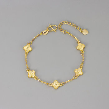 New Chinese Style Gold Brushed Four-Leaf Clover Bracelet for Women, Light Luxury Niche, Exquisite and Precious, Exquisite Stacking Bracelets