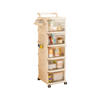 Trolley Storage Rack Living Room Cream Style Multi-Layer Floor-Standing Snack Toy Storage Rack with Wheels Removable Drawer Cabinet