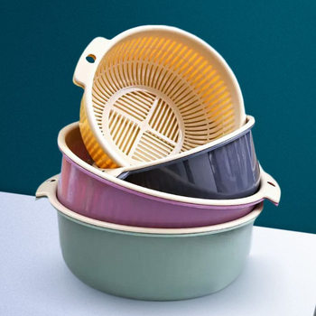 Double-Layer Sink, Household Plastic Drain Basket, Rice Washer, Kitchen Fruit Washing Tray