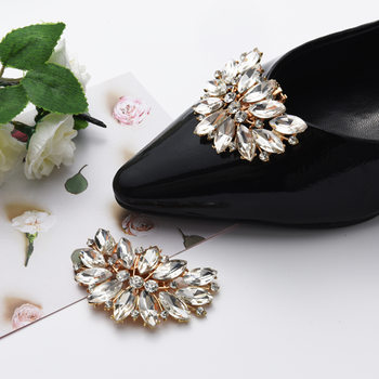 Cross-border Women's High Heels Decorative Accessories Shoe Accessories Wedding Shoe Accessories Shoe Buckle Removable Shoe Flower with Diamond Shoe Clip