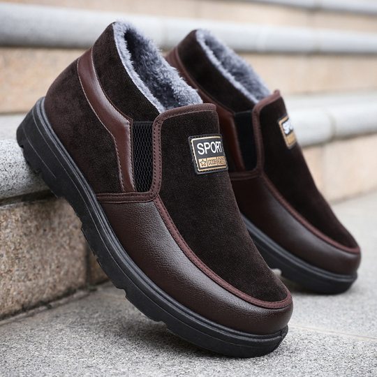 老北京棉鞋2025冬季新款加绒加厚男鞋休闲软底中老年保暖棉靴