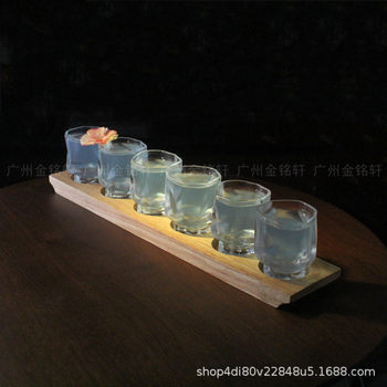 Japanese Style and Feng Shui Ripple Small Wine Glass suit Bamboo Toto Sake Glass Plum Wine Glass Cocktail Glass Sanding Glass Transparent