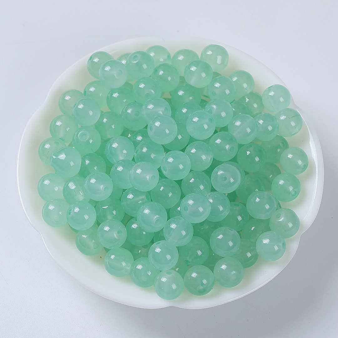玻璃仿玉圆珠纯色散珠手工diy玉髓手链项链散珠子琉璃珠饰品配件