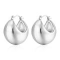 Large semicircle hollow earring steel color MS-147
