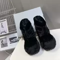 In stock 2025 winter new style sleeve thick sole height increase ugly cute big head snow boots women's fur integrated fur warm short boots