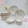 Dish Tableware suit Household Light Luxury Jingdezhen Underglaze Color Ceramic Bowl and Dish Housewarming Relief Bone China Tableware Bowl
