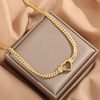 Light Luxury Personalized Heart Necklace Women's Trendy Fashion Titanium Steel Non-Fading Clavicle Chain New 18K Gold-Plated Cuban Ornaments