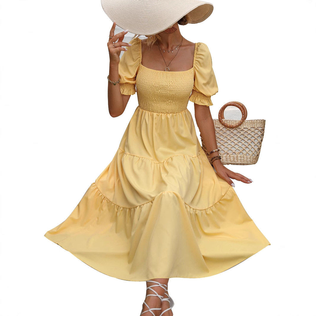 Spring Womens Dress Elegant Waist Defined Design Trendy Style Suitable for Casual Occasions Wholesale Available