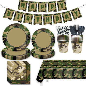 Camouflage Theme Party Tableware Paper Tray Paper Tissue Birthday Supplies Military March Disposable Birthday Party suit