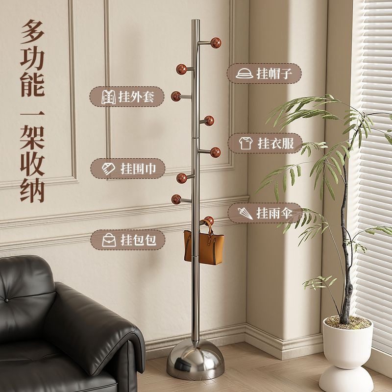 Simple Light Luxury Home High-value Hanging Bag Shelf Bold Stainless Steel Marble Floor-standing Antique Clothes Shelf