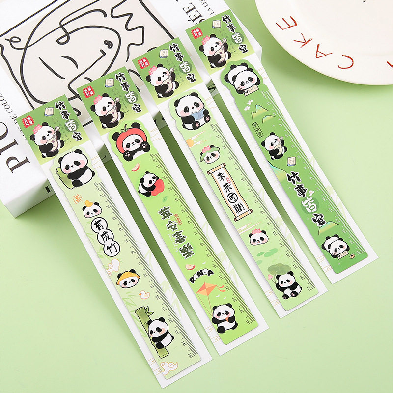 Cute Panda Magnetic Ruler Primary School Student Stationery Reward Drawing Measurement Cartoon School Supplies Small Gift Ruler