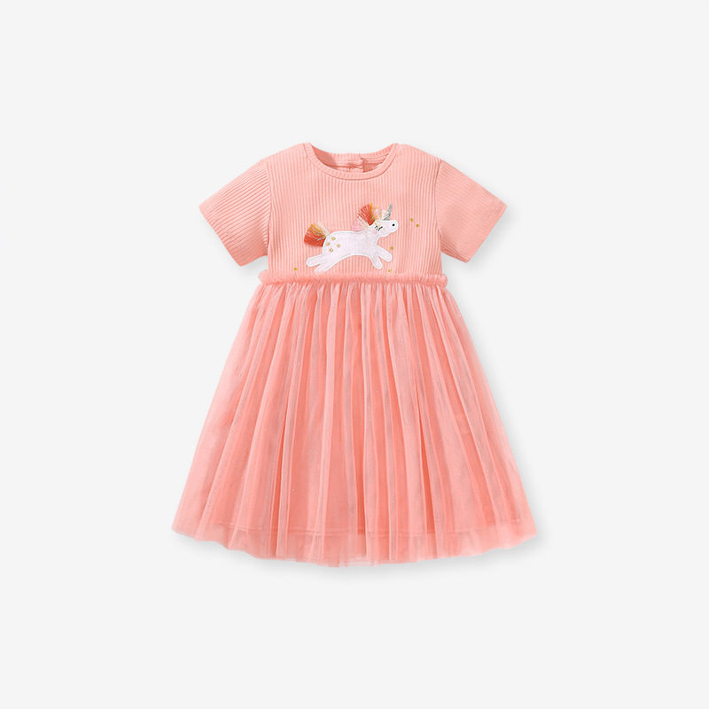 Custom-made, Girls' Skirt, Summer Breathable Princess Dress, Kids' Short-sleeve Dress