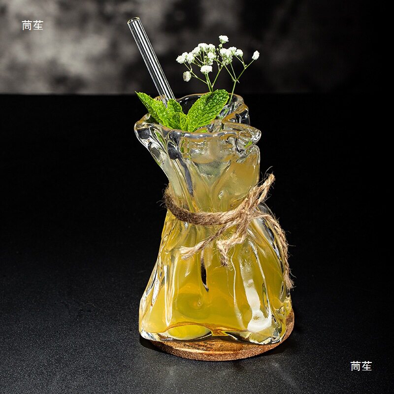 Creative Cocktail Cup, Pleated Long Drink Cup, Origami Design Water Cup, Transparent Glass Cup, Beverage Juice Cup, Wine Cup