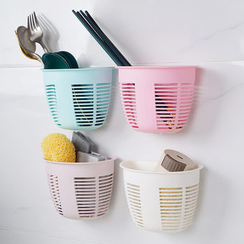 Wall Hanging Seamless Storage Box Plastic Storage Basket Household Small Hanging Basket Dormitory Bedside Rack Kitchen Storage Basket