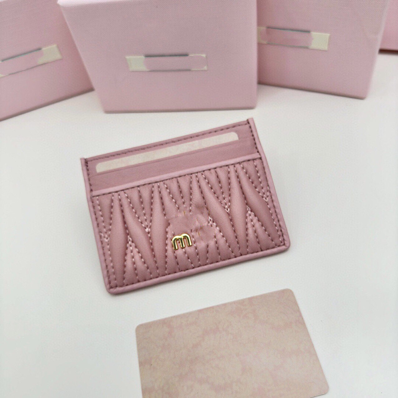 Lambskin Card Holder Fashionable Letter Certificate Storage Multi-Card Ultra-Thin Mini Portable Pleated Muse Card Holder